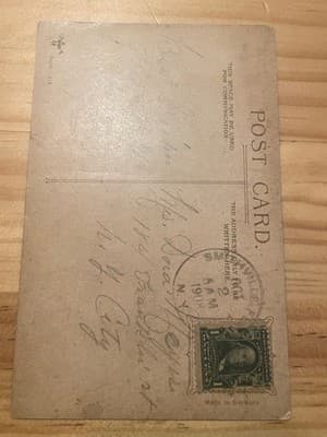 Vintage 1909 Floral Postcard Mailed Postmarked 1909 Made in Germany Pansies - Thumbnail 2