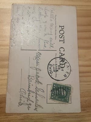 Vintage Embossed Floral Greeting Postcard Gold Accents Postmarked 1c Ohio - Thumbnail 2