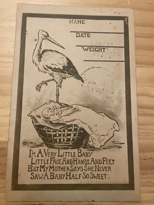 Lews Printing Company Postcard Stork Baby Art Motto Series 1909 Vintage Used - Image 1