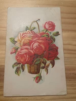 Vintage Floral Basket Postcard Divided Back Postmarked Portsmouth 1900s Roses - Image 1