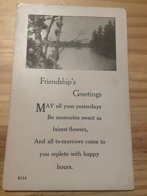 Vintage 1916 Postcard Friendships Greetings Sent Brownstown IL Handwritten - Image 1