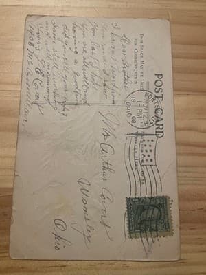 Vintage Floral Basket Postcard Divided Back Postmarked Portsmouth 1900s Roses - Thumbnail 2