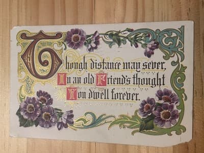 Vintage Embossed Floral Greeting Postcard Gold Accents Postmarked 1c Ohio - Image 1