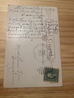 Vintage 1916 Postcard Friendships Greetings Sent Brownstown IL Handwritten - Thumbnail 2