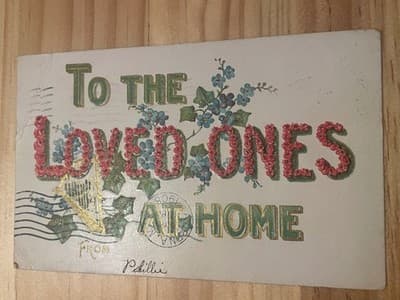Vintage 1908 Embossed Postcard To The Loved Ones At Home Floral Gold Postmark - Image 1