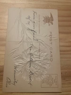 Vintage Embossed Postcard Blue Carnation Best Wishes GLR Sander Floral Unused - Thumbnail 2