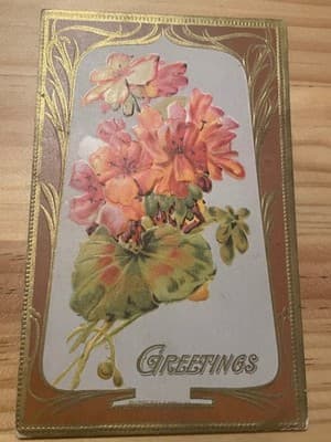 Vintage Embossed Floral Greetings Postcard Landscape Series No 4 w/ 1c Stamp - Image 1