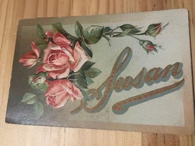 Vintage Embossed Roses Susan Postcard Unposted Handwritten Back Floral Greeting - Image 1