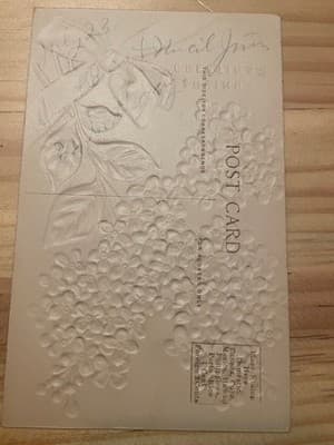 Embossed Floral Loving Greetings Postcard Blue Gold Dots Vintage Unposted Antiqu - Thumbnail 2