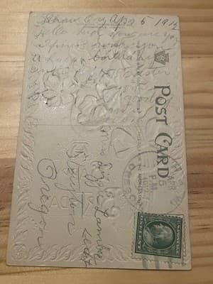 Vintage Embossed Birthday Greetings Postcard Daisies Floral Antique Used 1912 - Thumbnail 2