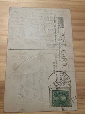 Vintage Embossed Heart Poem Postcard Hand Colored Roses Greeting Postally Used - Thumbnail 2
