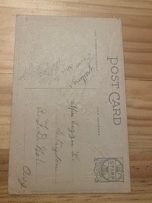 Vintage May Fortune Smile on You Postcard Floral Embossed Gold Pink Flowers - Thumbnail 2