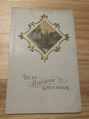 Vintage 1909 Birthday Postcard Embossed Best Birthday Greetings Wamsley OH - Image 1