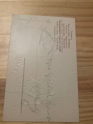 Vintage Embossed Birthday Postcard Purple Lilac Flower Horseshoe Divided Back - Thumbnail 2