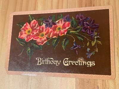 G K Prince Vintage Birthday Postcard Floral Divided Back Postmarked Handwritten - Image 1
