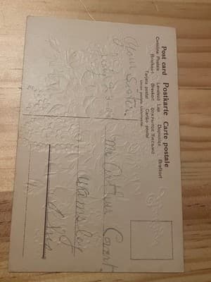Vintage Embossed Birthday Postcard Child Daisies Purple Outfit Floral Emboss - Thumbnail 2