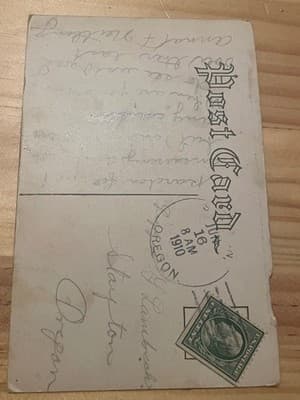Vintage 1910 Embossed Birthday Greetings Postcard Dove Window Gold Foil Mailed - Thumbnail 2