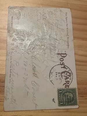 Vintage Embossed Postcard Heartiest Birthday Greetings Doves Roses Made Saxony - Thumbnail 2
