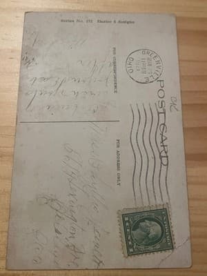 Vintage Easter Rabbit Postcard 1921 Greenville Ohio 1c Stamp Series 272 Embossed - Thumbnail 2
