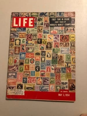 LIFE Magazine May 3 1954 First Time In Color World's Rarest Stamps Vintage Issue - Image 1