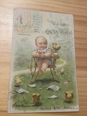 Vintage Easter Postcard Made in Germany Embossed Baby Chicks Unused Unposted - Image 1