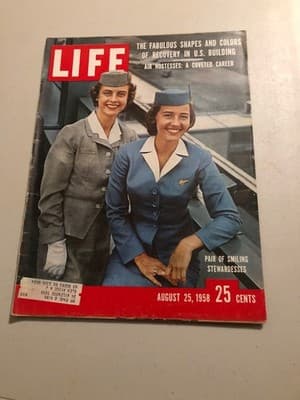 LIFE Magazine Aug 25 1958 Vintage Air Hostesses Cover Stewardesses Marlboro Ad - Image 1