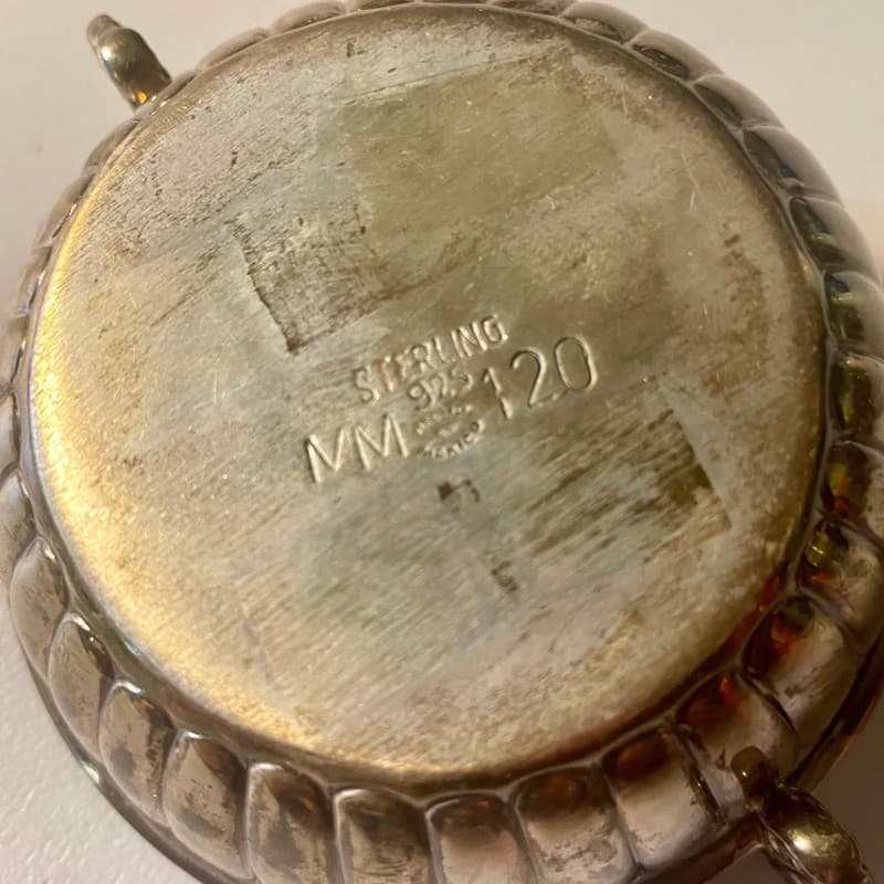 Midcentury Mexican sterling silver double peacock handled bowl by AOM for Tane O - Thumbnail 2