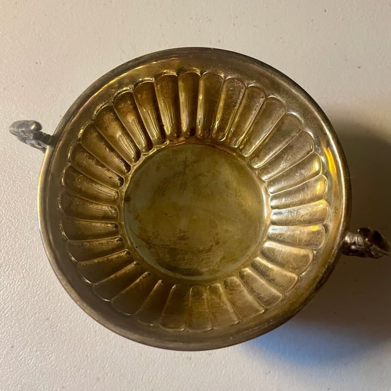 Midcentury Mexican sterling silver double peacock handled bowl by AOM for Tane O - Thumbnail 6