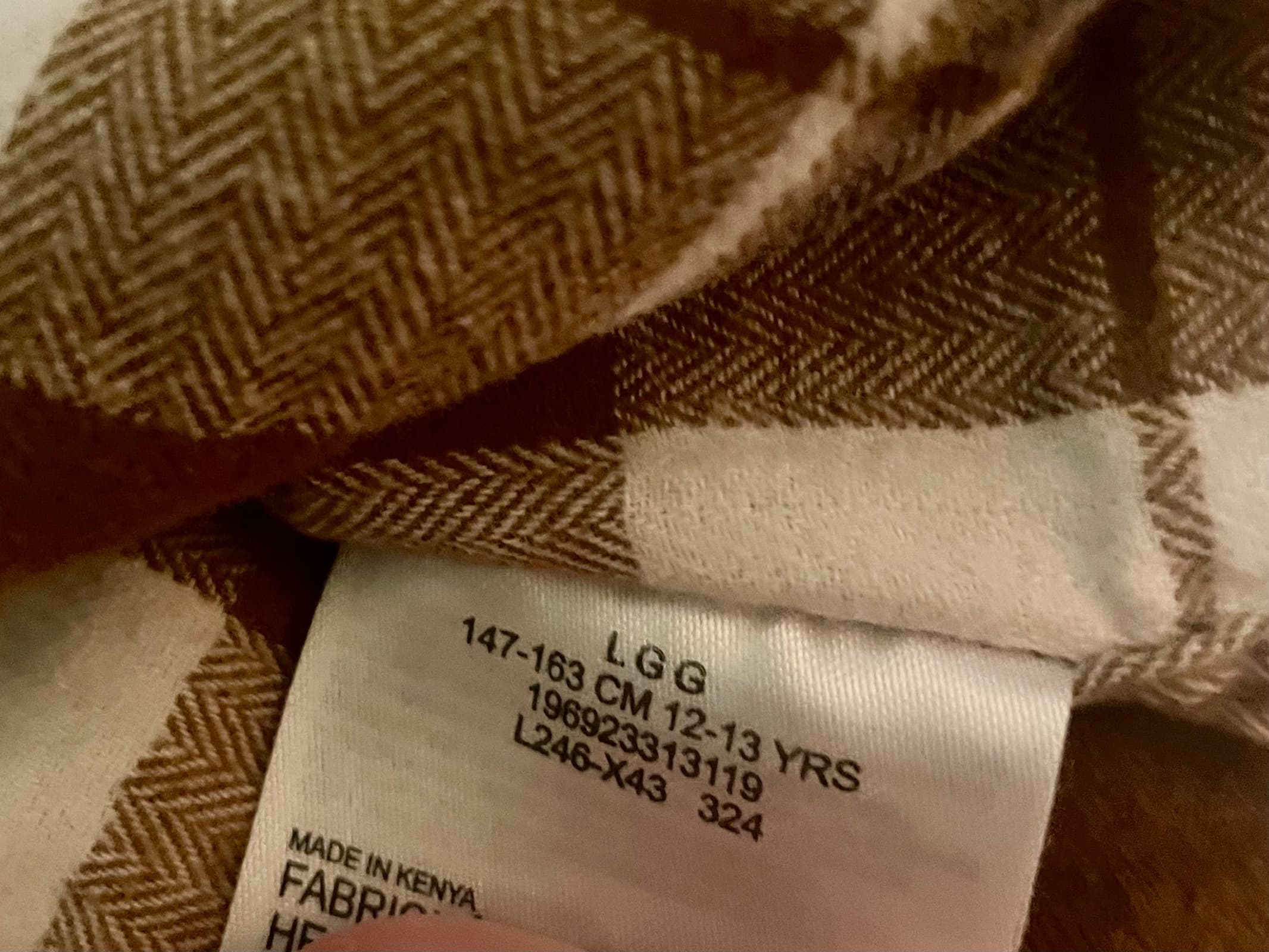 Levi's Brown Plaid Long Sleeve Youth Large Shirt Size 12-13 Yrs Made in Kenya - Thumbnail 4