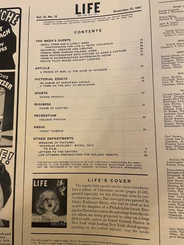 Vintage LIFE Magazine December 22, 1947 Christmas carols, Gladys Rockmore Davis - Thumbnail 3