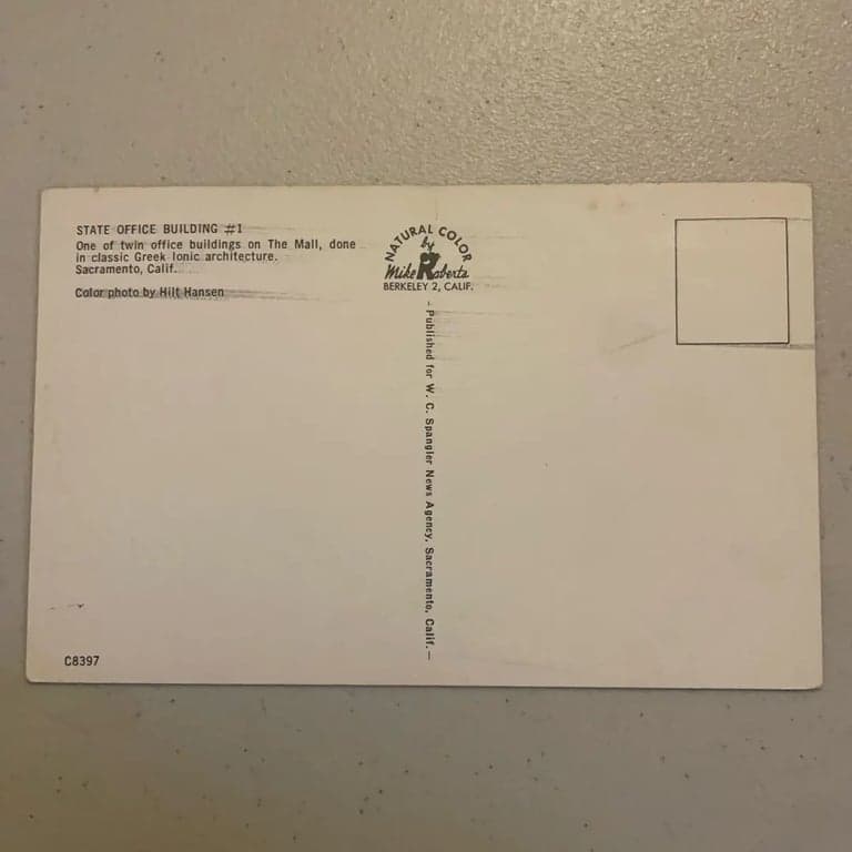 Vintage State Office Building Postcard Sacramento - Thumbnail 2