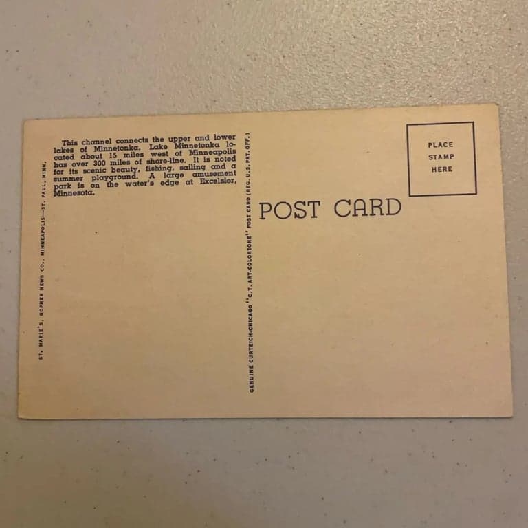 1957 The Narrows Lake Minnetonka Near Minneapolis Minnesota MN Vintage Postcard - Thumbnail 2