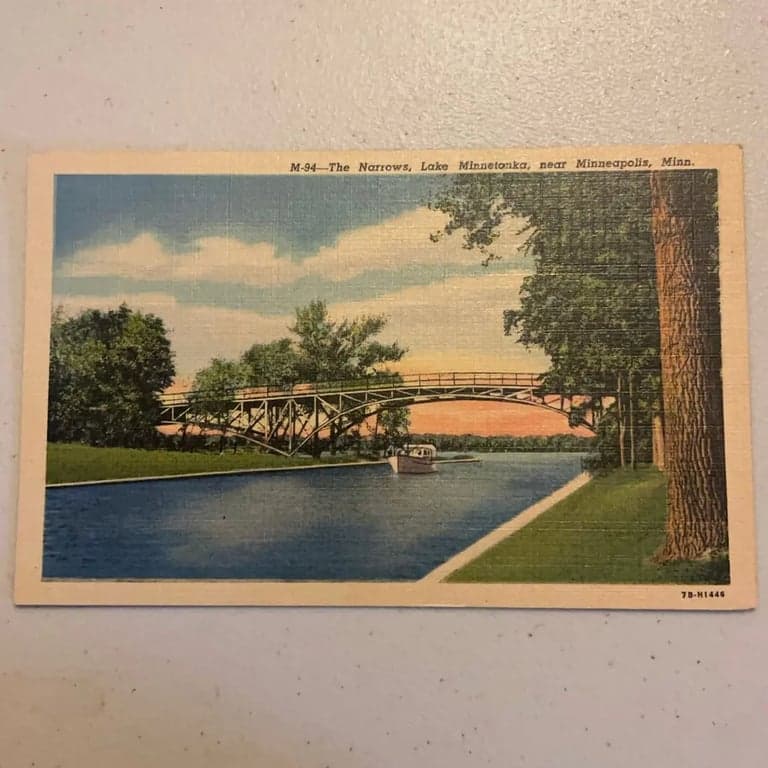 1957 The Narrows Lake Minnetonka Near Minneapolis Minnesota MN Vintage Postcard - Image 1