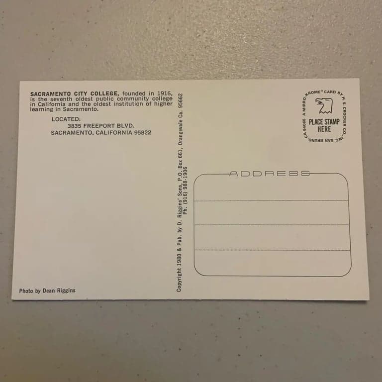 Vintage Sacramento City College Postcard - Thumbnail 2