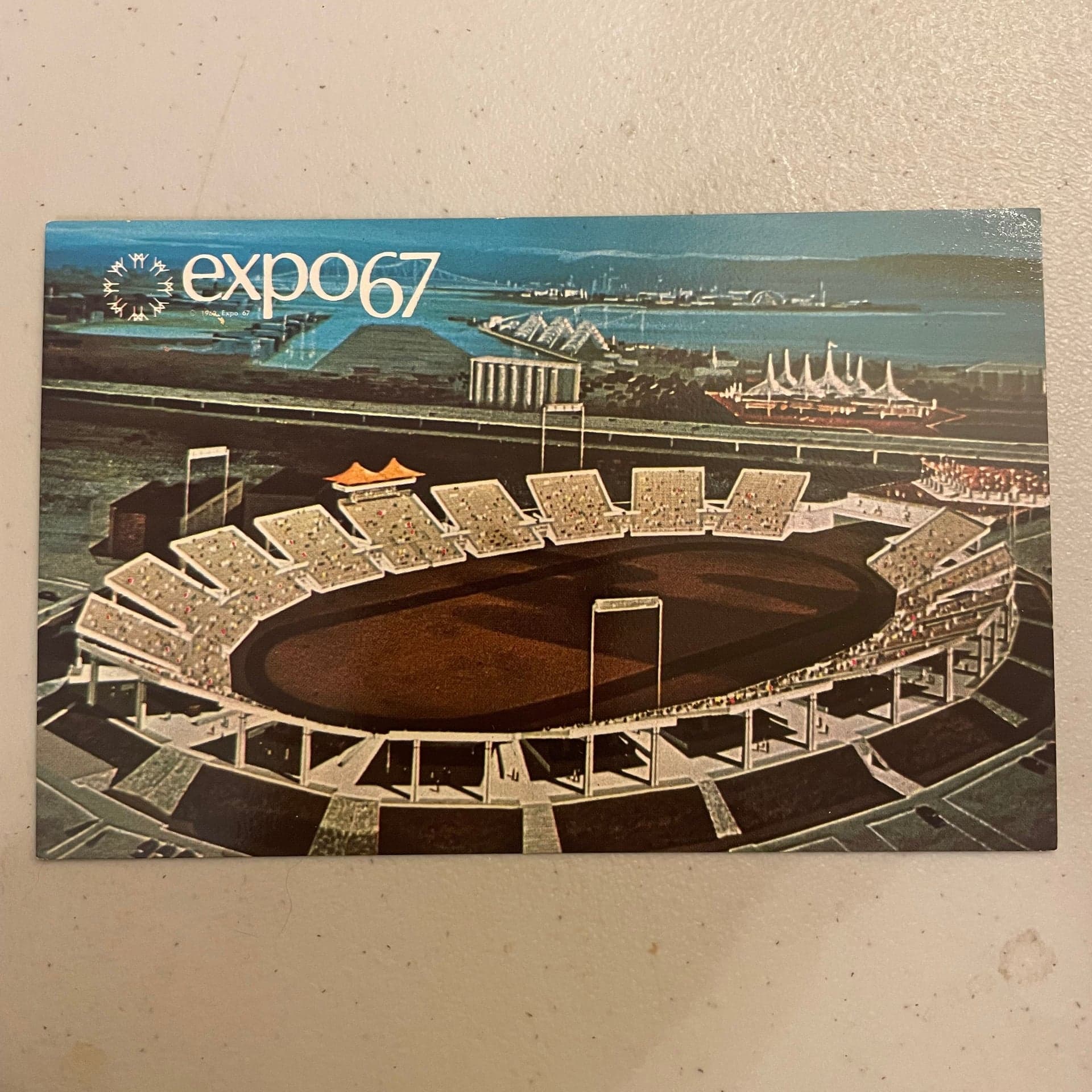 Postcard Canada Expo 67 Montreal Aerial View Automotive Stadium 1967 - Image 1