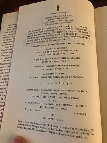 Autographed The IMMORTALS 1st Edition Hardcover Michael Korda - Thumbnail 4
