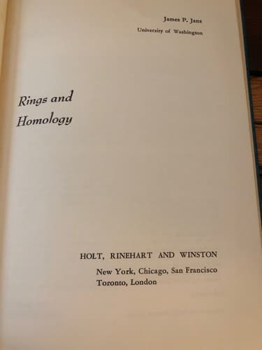 Rings and Homology James P Jans 1964 Hardcover - Thumbnail 5