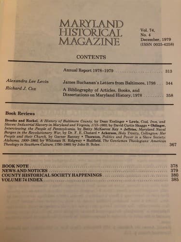 Maryland Historical Magazine: Annual Report 1978 - 1979 (Volume 74 Index) - Thumbnail 2