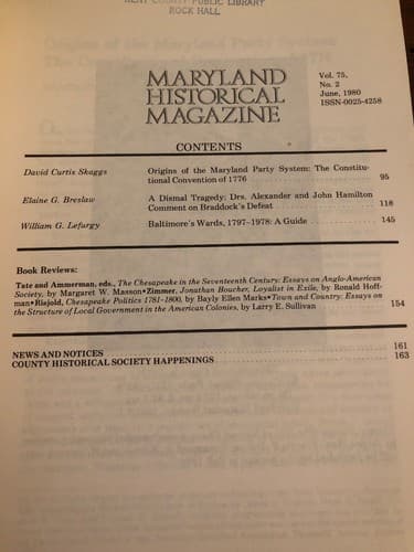 Maryland Historical Magazine; Volume 75 No. 2: Summer June 1980 - Thumbnail 2
