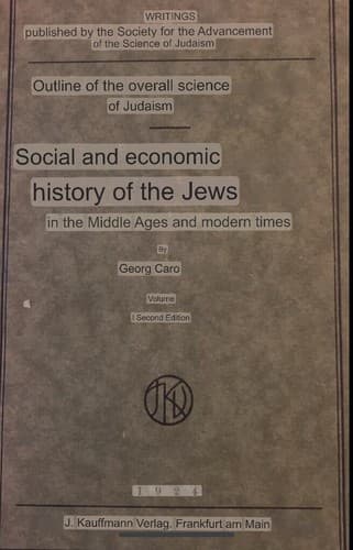 social economic history Jews medieval / modern times By caro. 1924. German Text - Thumbnail 2