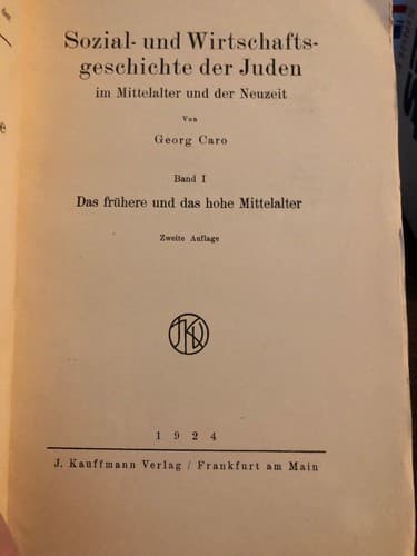 social economic history Jews medieval / modern times By caro. 1924. German Text - Thumbnail 3