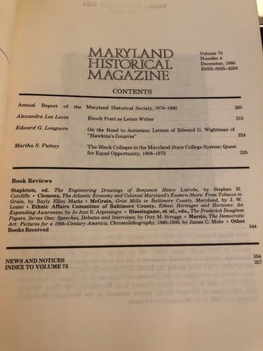 Maryland Historical Magazine: Winter 1980 Volume 75 Number 4. - Thumbnail 2