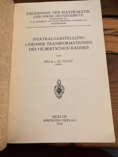 Spektraldarstellung Linearer Transformationen des Hilbertschen Raumes 1947 Ed. - Thumbnail 2