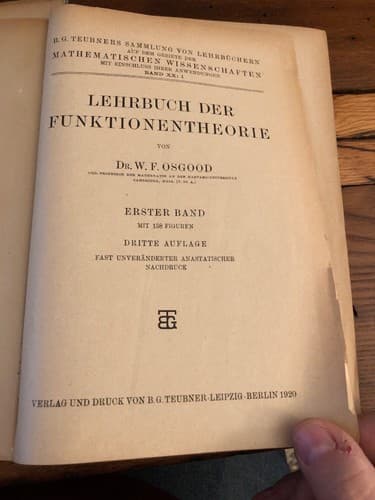 Lehrbuch der Funktionentheorie Erster Band /Band I; B. G. Teubners Sammlung 1920 - Thumbnail 5