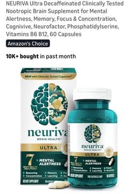 120 Caps Neuriva Ultra Brain Health Mental Alertness Memory Focus Exp08/2027 - Image 1