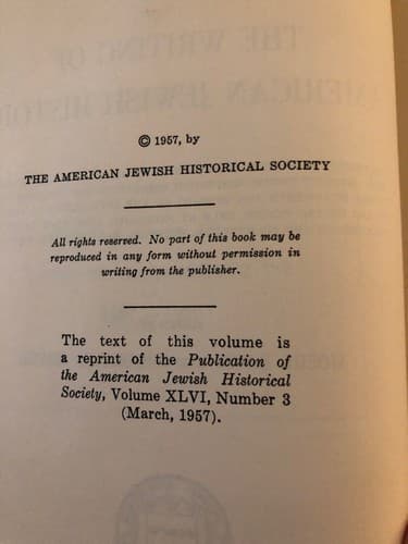 The writing of American Jewish history By Moshe Davis And Isidore Meyer 1957 HC - Thumbnail 3