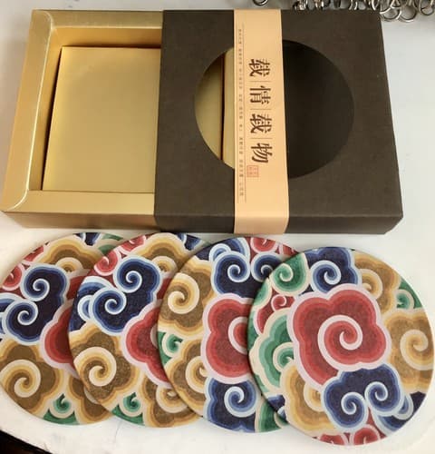 Decorative Metal And Cork Drink Coasters Set From Luck Party - Image 1