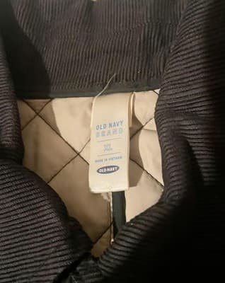 Old Navy Jacket women XL black Quilted Snap Front Corduroy Collar Lined Insulate - Thumbnail 3