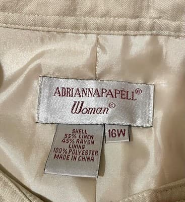 Adrianna Papell Jacket Womens 16W Beige Linen Blend Button Front Lace Up Waist - Thumbnail 5