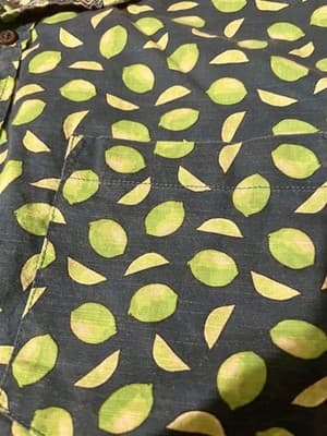 St. John's Bay Shirt Mens Large Blue Lime Print Short Sleeve Button Up Casual - Thumbnail 2